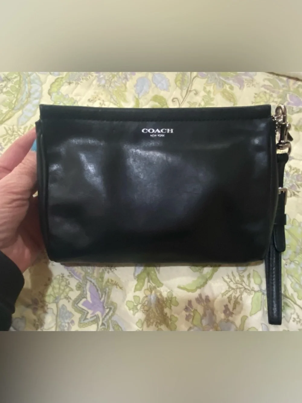 Coach Legacy Leather Wristlet Clutch Purse Bag Silver Hardware Minimalist Black - Picture 10 of 10